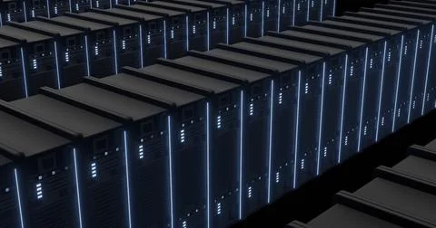 Image of digital data processing over computer servers Foto stock