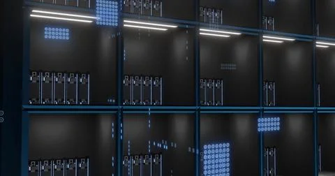 Image of digital data processing over computer servers Stock Photos