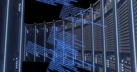 Image of digital data processing over computer servers Foto stock
