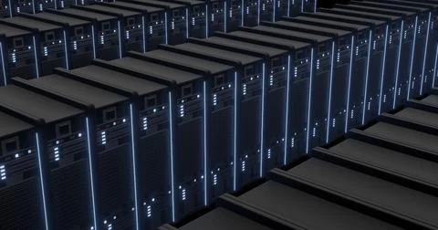 Image of digital data processing over computer servers Foto stock