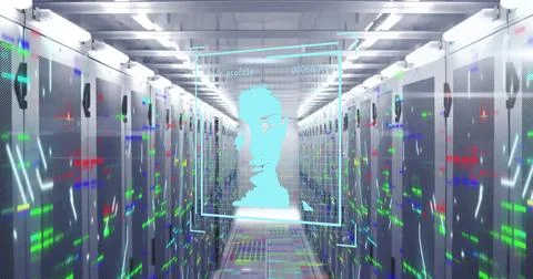 Image of digital data processing over computer servers Stock Photos