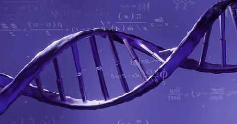 Image of digital data processing over dna strand Stock Photos
