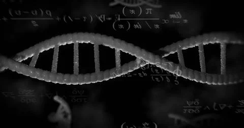 Image of digital data processing over dna strand Stock Photos