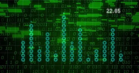 Image of digital data processing over dark background Stock Photos