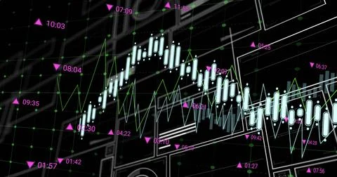 Image of digital data processing over screens Stock Photos