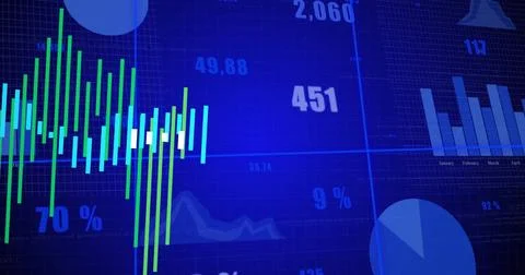 Image of digital data processing over grid Stock Photos