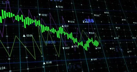 Image of digital data processing over grid Stock Photos