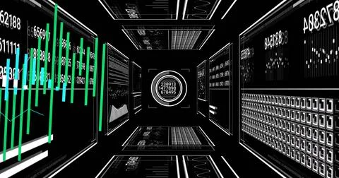 Image of digital data processing over screens Foto stock