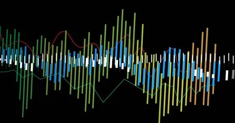 Image of digital data processing over black background Stock Photos