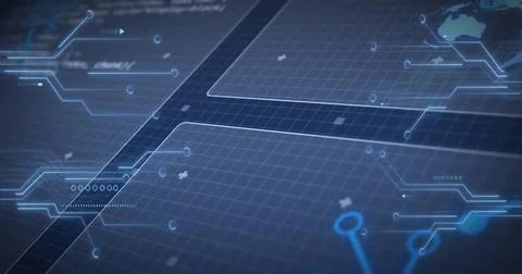 Image of digital data processing over computer circuit board Foto stock
