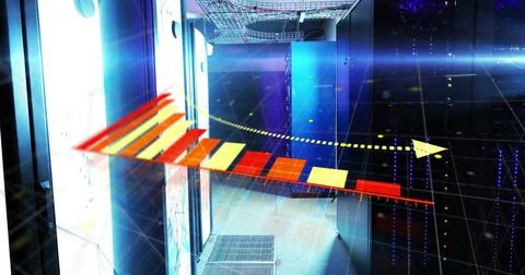 Image of digital data processing over computer servers Foto stock