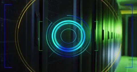 Image of digital data processing over computer servers Stock Photos