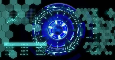 Image of digital data processing over scope scanning Stock Photos