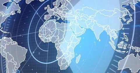 Image of digital data processing over world map Foto stock