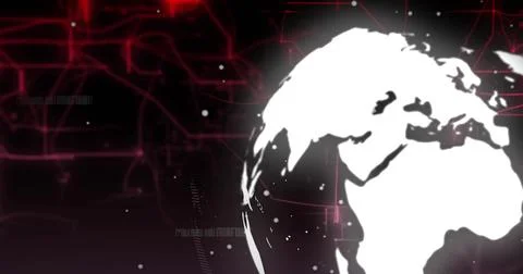 Image of digital data processing over globe and connections Foto stock