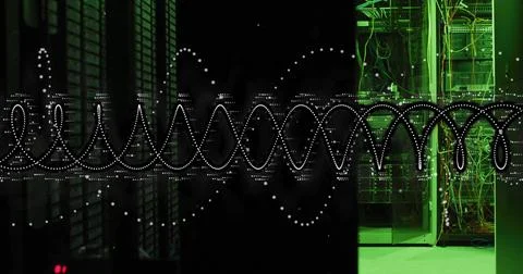 Image of digital data processing over computer servers Foto stock