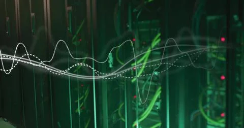 Image of digital data processing over computer servers Stock Photos