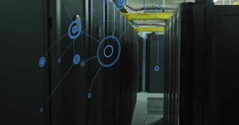 Image of digital data processing over computer servers Stock Photos