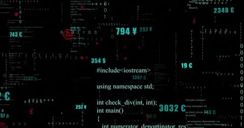 Image of digital data processing over binary coding Stock Photos