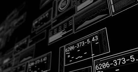 Image of digital data processing over black background Stock Photos