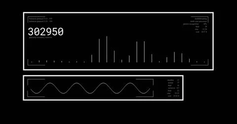Image of digital data processing over black background Stock Photos