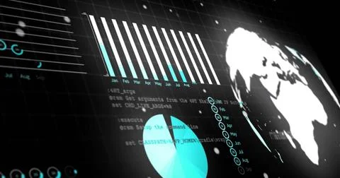 Image of digital data processing over black background Foto stock