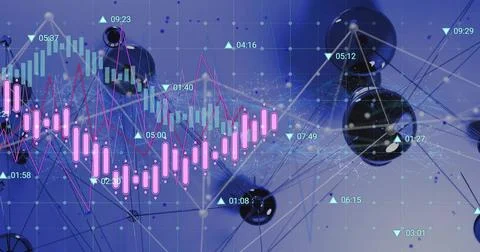 Image of digital data processing over network of connections Stockfoto's
