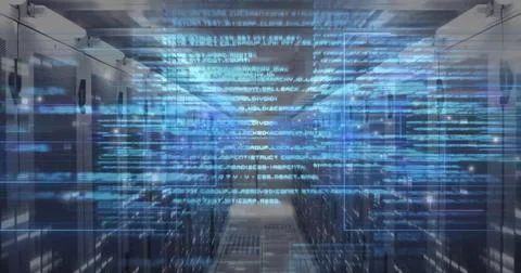 Image of digital data processing over computer servers 写真素材