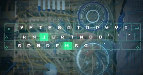 Image of digital data processing over computer servers Stock Photos