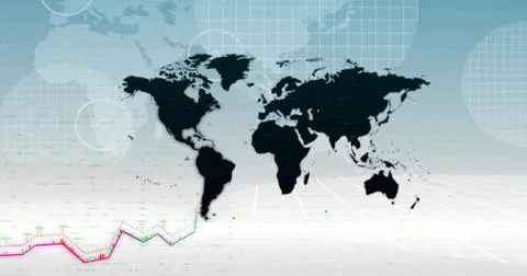 Image of digital data processing over world map Stock Photos