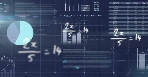 Image of digital data processing over black background Stock Photos