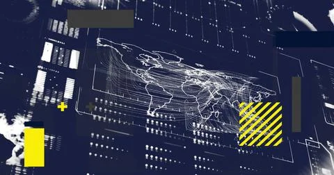 Image of digital data processing over black background Foto stock
