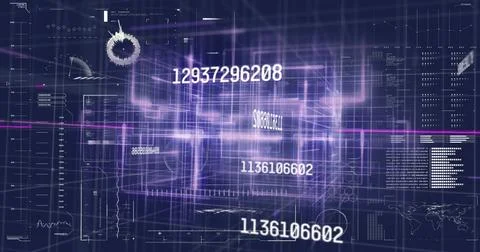 Image of digital data processing over black background Foto stock