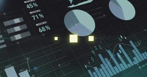 Image of digital data processing over black background Stock Photos