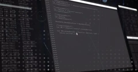 Image of digital data processing over black background 写真素材