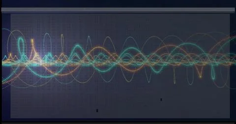 Image of digital data processing over black background Stock Photos