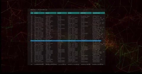 Image of digital data processing over black background 写真素材