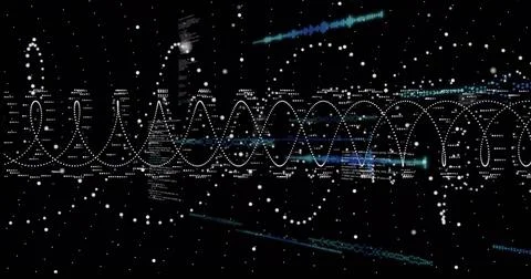 Image of digital data processing over black background Stock Photos