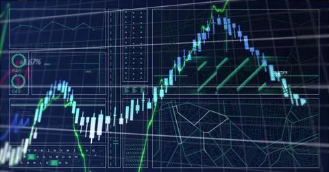 Image of digital data processing over black background Stock Photos