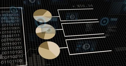 Image of digital data processing over black background Stock Photos