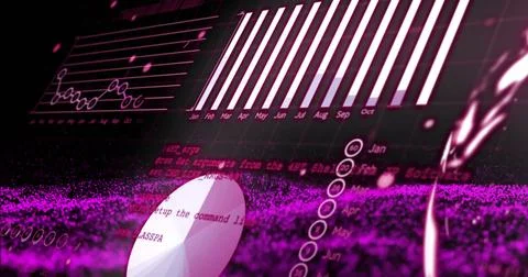 Image of digital data processing over glowing mesh of connections on black Foto stock