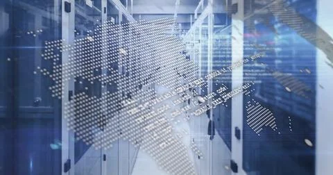 Image of digital data processing over computer servers 写真素材