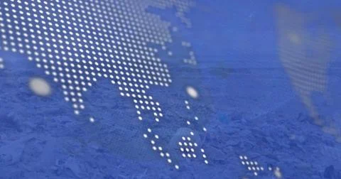 Image of digital data processing over world map Stock Photos