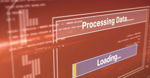 Image of digital data processing over computer screen Stock Photos