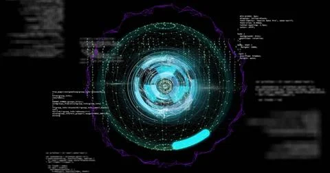 Image of digital data processing over black background Stock Photos