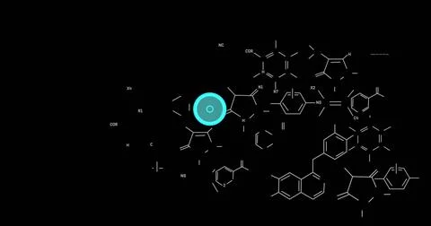 Image of digital data processing over connections on black background Stock Photos