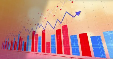 Image of digital data processing over statistics Stock Photos