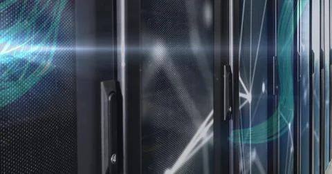 Image of digital data processing over computer servers Stock Photos