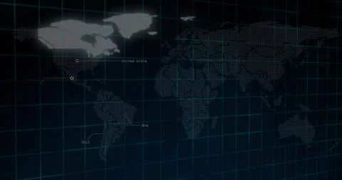 Image of digital data processing over black background Foto stock