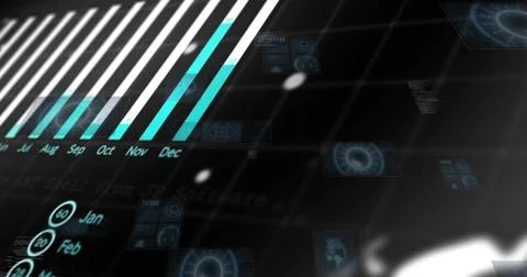 Image of digital data processing over black background Stock Photos